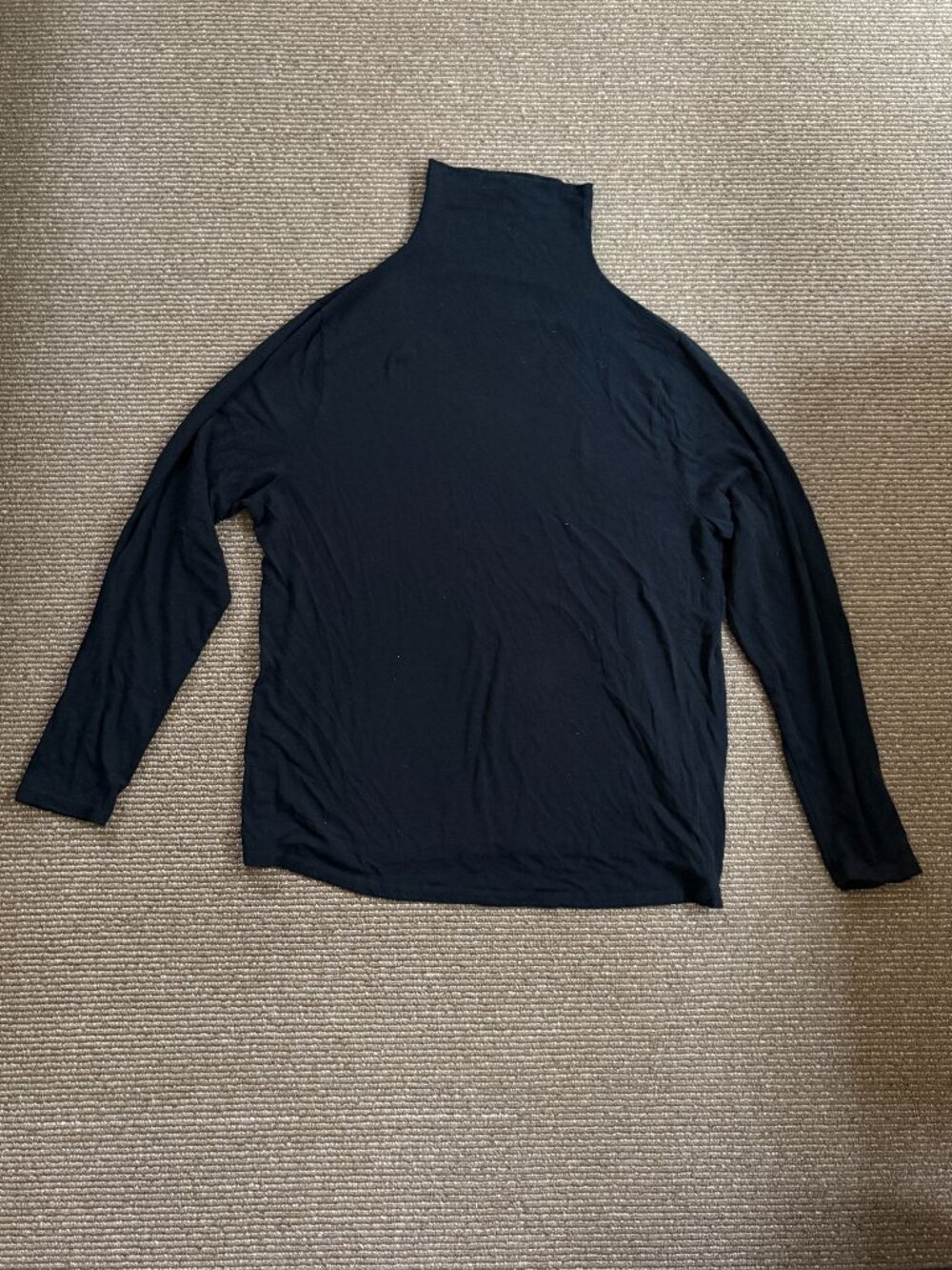 Luxe Wool-Blend Turtleneck T-Shirt, Black